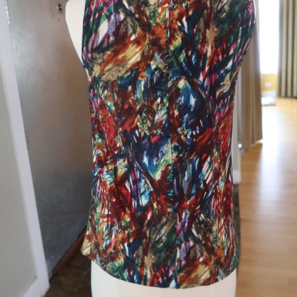 Theory 100% silk "Codey" blouse top cowl neck multicolor print size P $145 - Picture 3 of 12